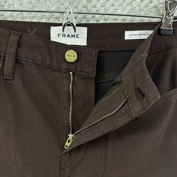 FRAME Pants Women 27 Brown Le High Skinny Crop Mid Rise Soft Stretchy 5 Pockets - Picture 5 of 16